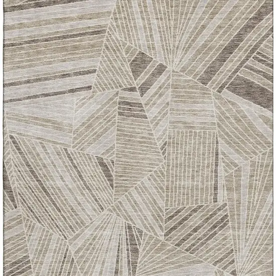 Beige And Taupe Geometric Washable Area Rug With UV Protection Photo 4