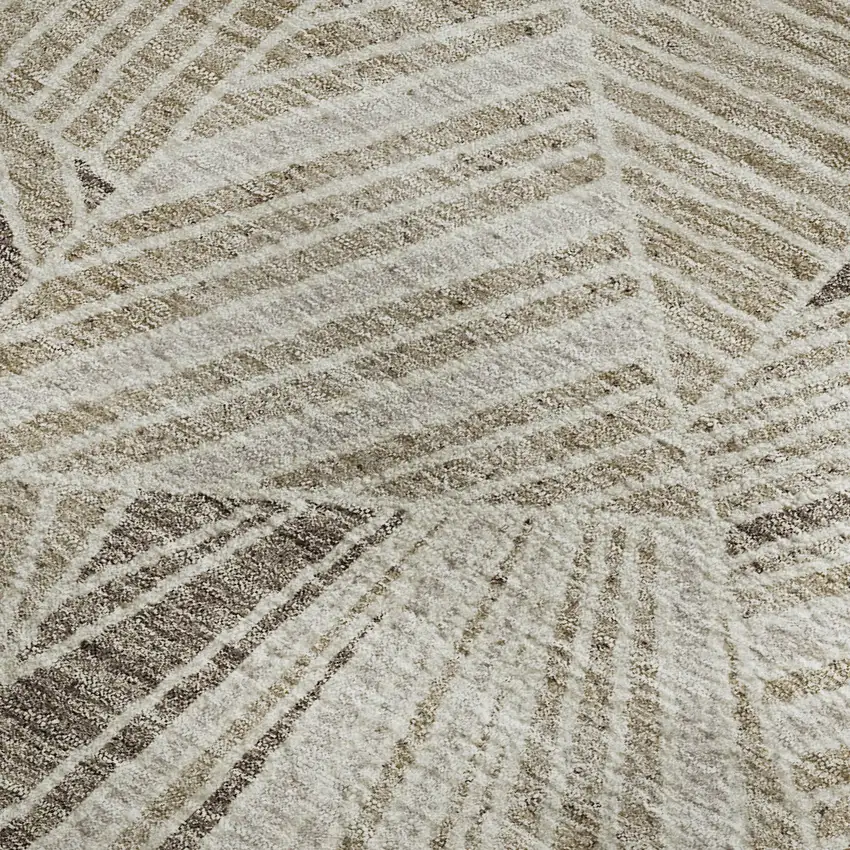 Beige And Taupe Geometric Washable Area Rug With UV Protection Photo 3
