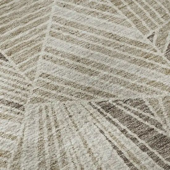 Beige And Taupe Geometric Washable Area Rug With UV Protection Photo 1