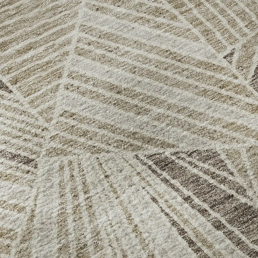 Beige And Taupe Geometric Washable Area Rug With UV Protection Photo 1