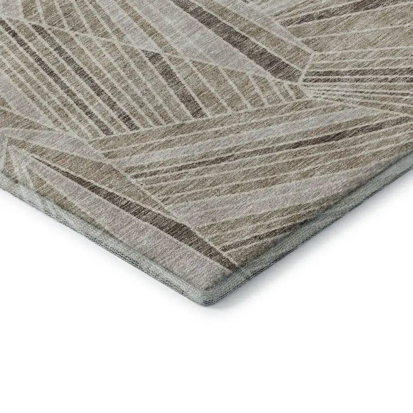 Beige And Taupe Geometric Washable Area Rug With UV Protection Photo 8