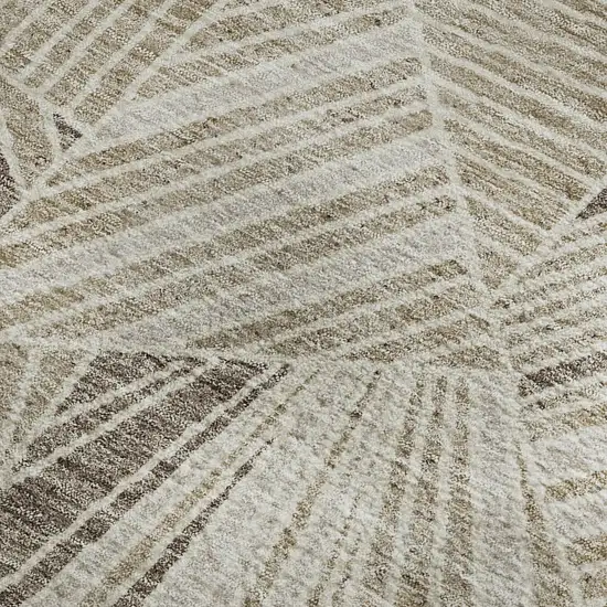 Beige And Taupe Geometric Washable Area Rug With UV Protection Photo 3