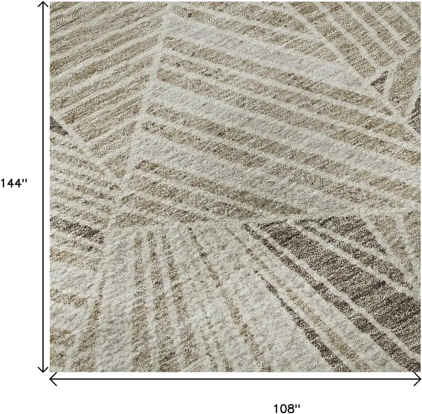 Beige And Taupe Geometric Washable Area Rug With UV Protection Photo 9