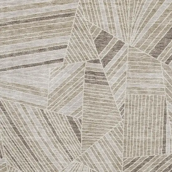 Beige And Taupe Geometric Washable Area Rug With UV Protection Photo 3