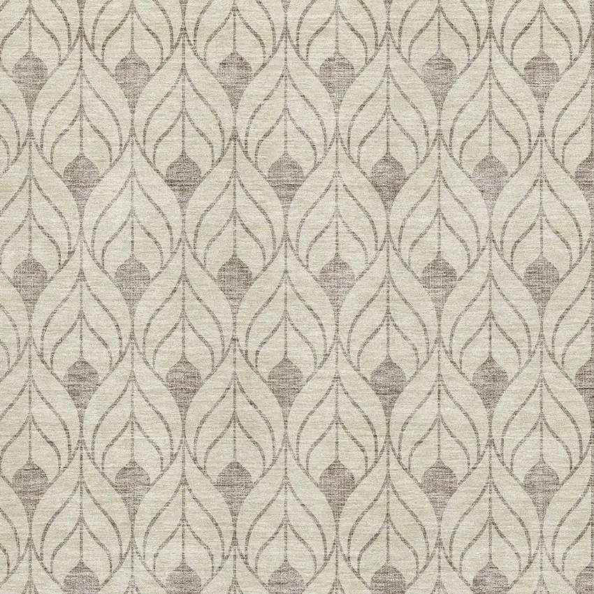 Beige And Taupe Geometric Washable Area Rug With UV Protection Photo 2
