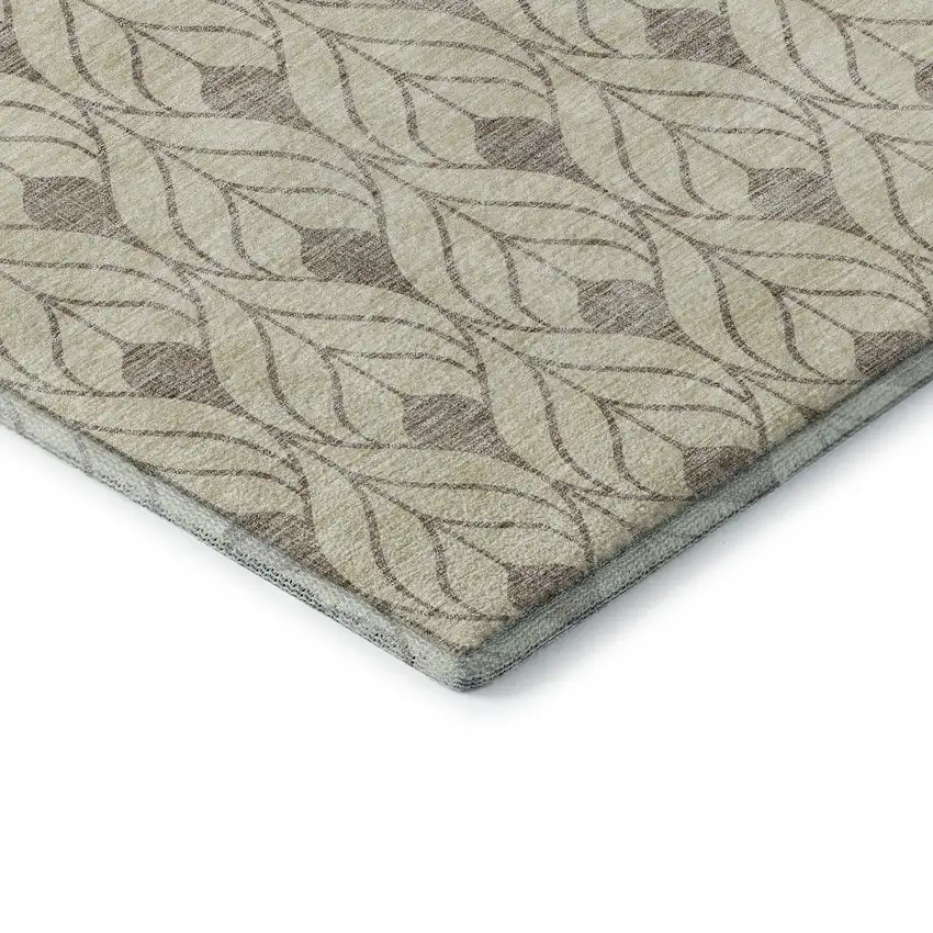 Beige And Taupe Geometric Washable Area Rug With UV Protection Photo 7