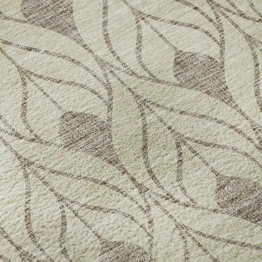 Beige And Taupe Geometric Washable Area Rug With UV Protection Photo 8