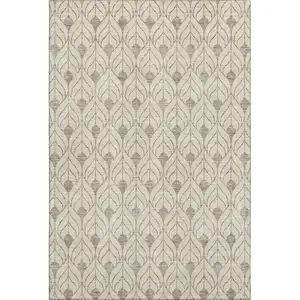 Photo of Beige And Taupe Geometric Washable Area Rug With UV Protection