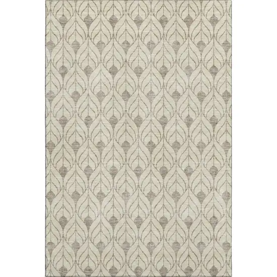 Beige And Taupe Geometric Washable Area Rug With UV Protection Photo 1