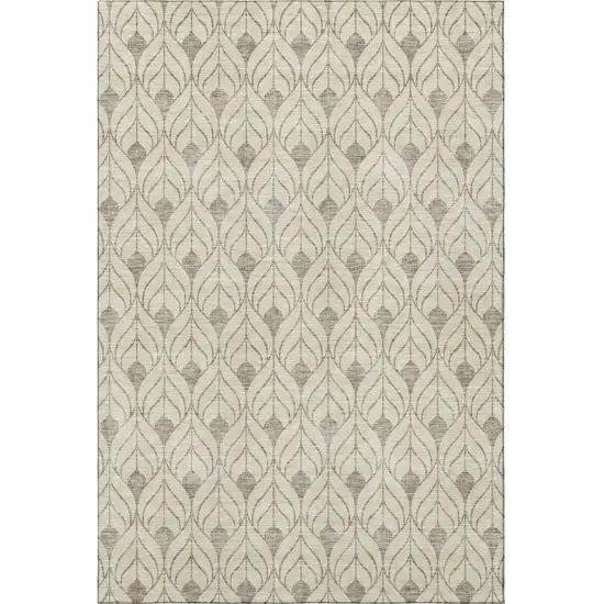 Beige And Taupe Geometric Washable Area Rug With UV Protection Photo 2