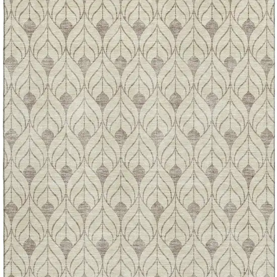 Beige And Taupe Geometric Washable Area Rug With UV Protection Photo 3