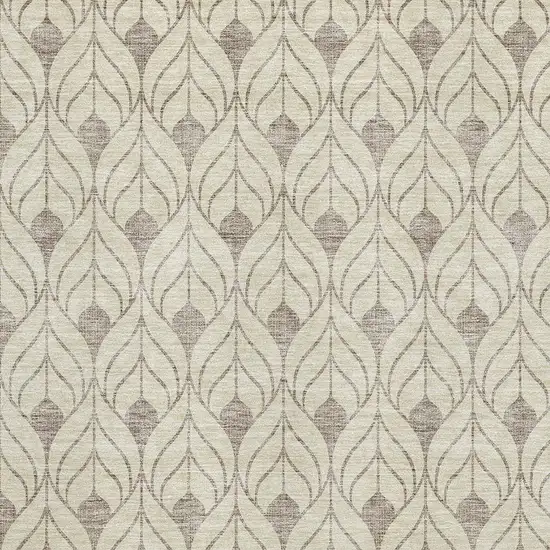 Beige And Taupe Geometric Washable Area Rug With UV Protection Photo 2