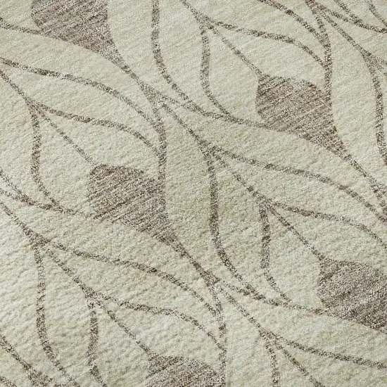 Beige And Taupe Geometric Washable Area Rug With UV Protection Photo 9