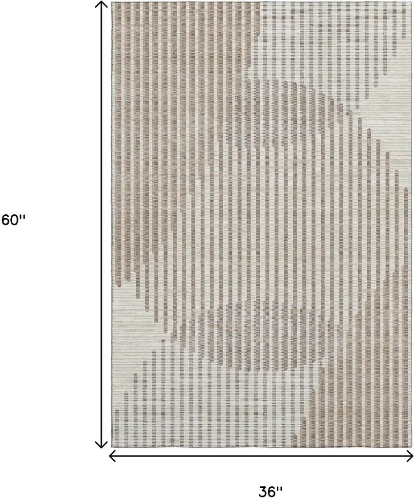 Beige And Taupe Geometric Washable Area Rug With UV Protection Photo 9