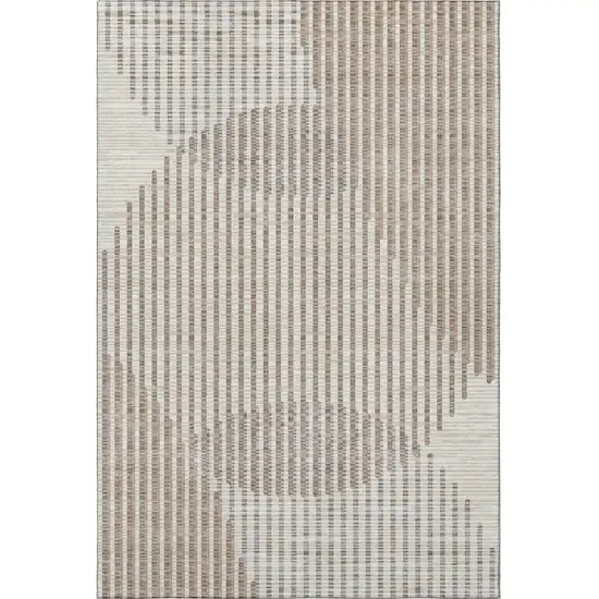 Beige And Taupe Geometric Washable Area Rug With UV Protection Photo 2