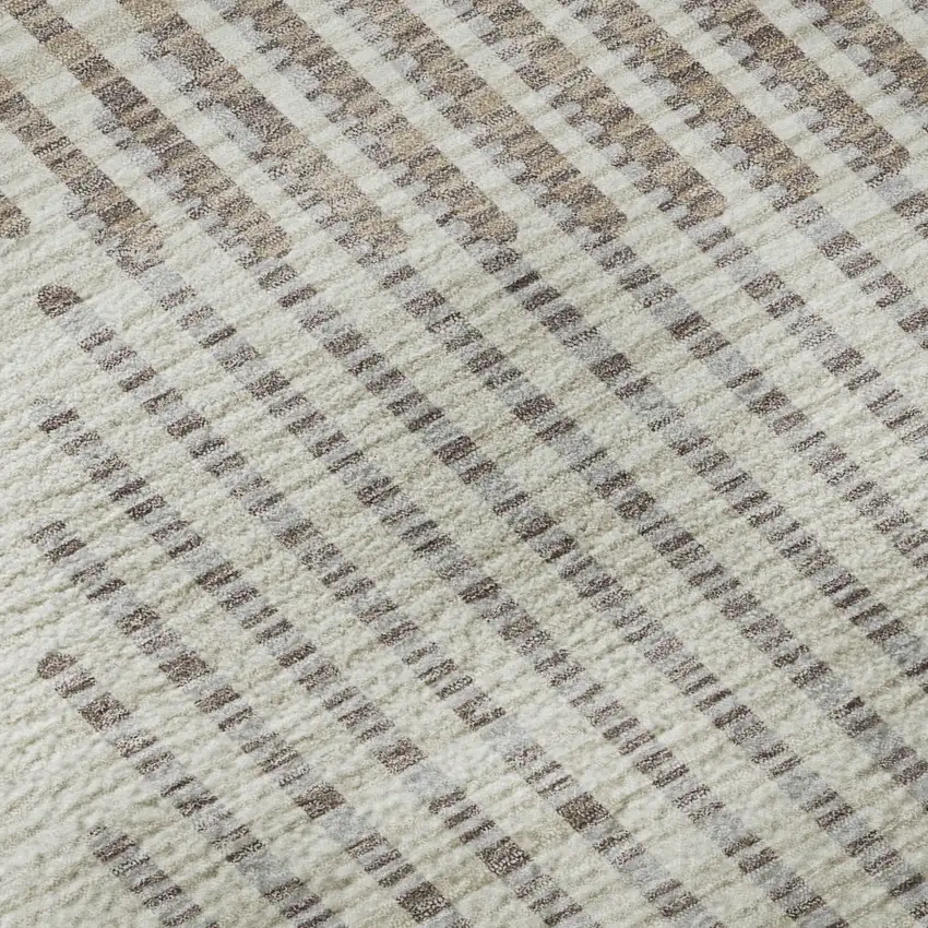 Beige And Taupe Geometric Washable Area Rug With UV Protection Photo 8