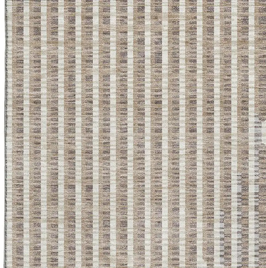Beige And Taupe Geometric Washable Area Rug With UV Protection Photo 2