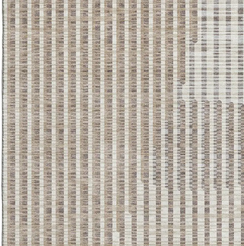 Beige And Taupe Geometric Washable Area Rug With UV Protection Photo 3