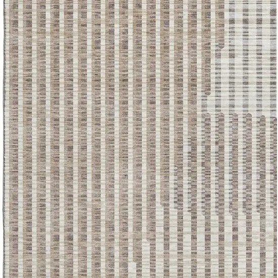 Beige And Taupe Geometric Washable Area Rug With UV Protection Photo 3