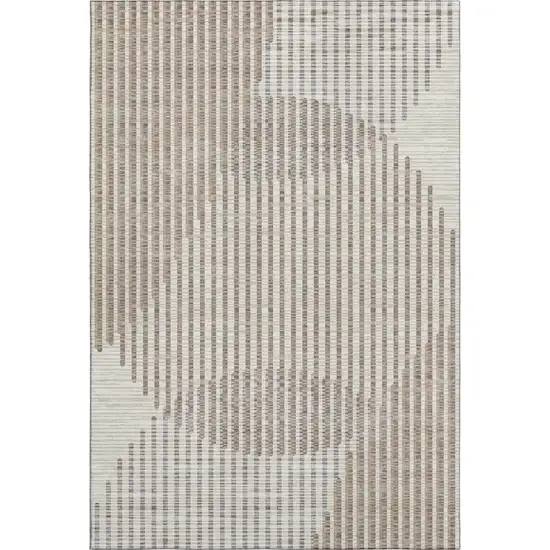 Beige And Taupe Geometric Washable Area Rug With UV Protection Photo 1