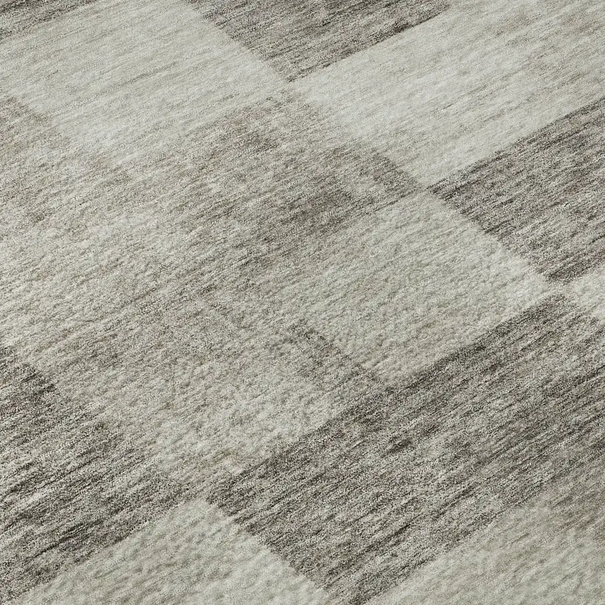 Beige And Taupe Geometric Washable Area Rug With UV Protection Photo 9