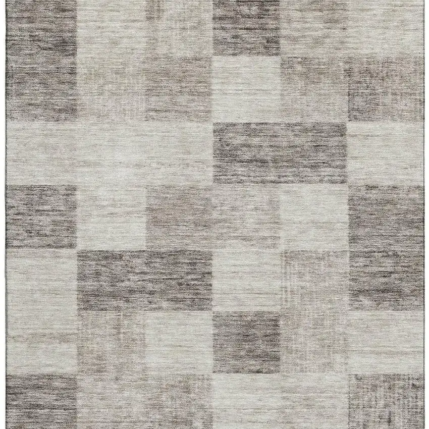 Beige And Taupe Geometric Washable Area Rug With UV Protection Photo 2