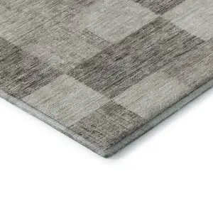 Photo of Beige And Taupe Geometric Washable Area Rug With UV Protection