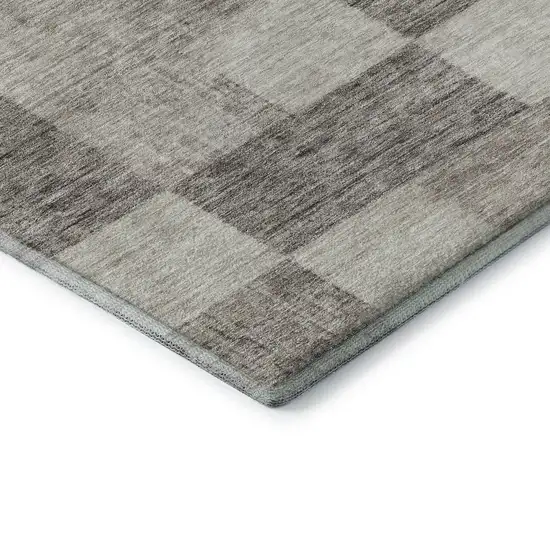 Beige And Taupe Geometric Washable Area Rug With UV Protection Photo 7