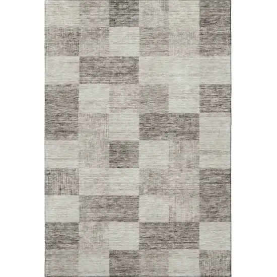 Beige And Taupe Geometric Washable Area Rug With UV Protection Photo 3
