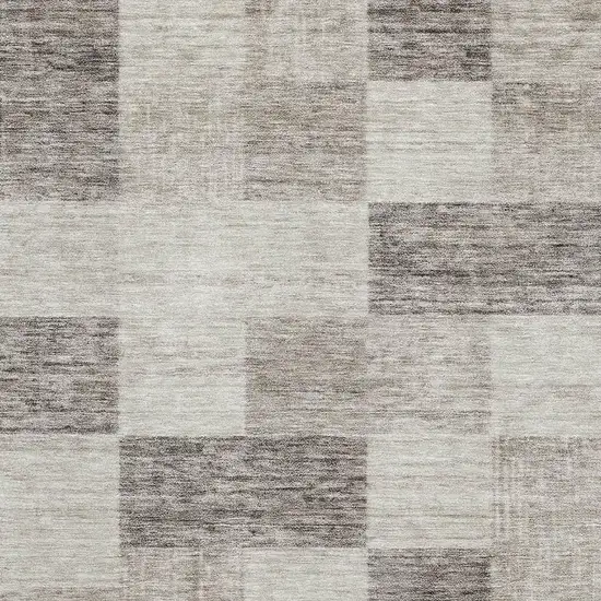 Beige And Taupe Geometric Washable Area Rug With UV Protection Photo 2