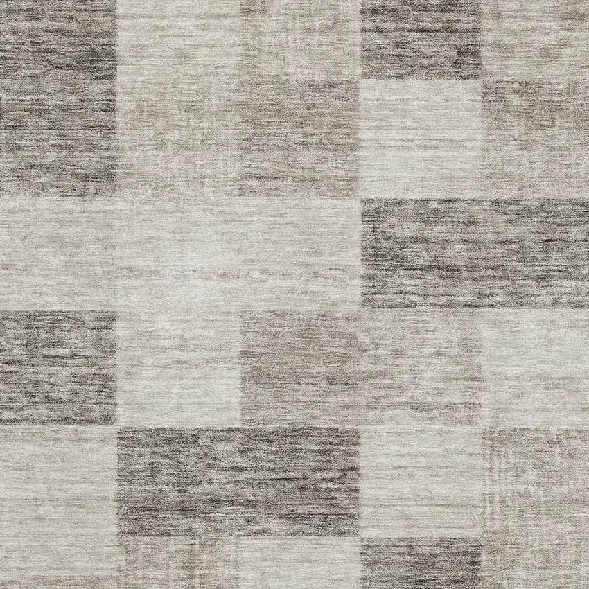 Beige And Taupe Geometric Washable Area Rug With UV Protection Photo 2