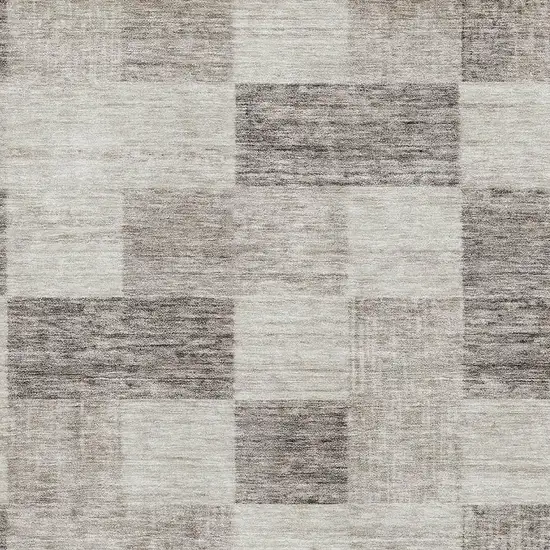 Beige And Taupe Geometric Washable Area Rug With UV Protection Photo 2