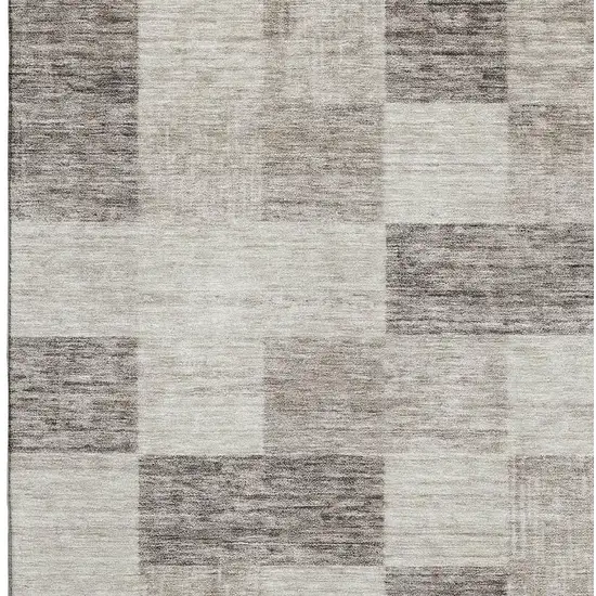 Beige And Taupe Geometric Washable Area Rug With UV Protection Photo 2