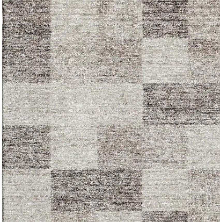 Beige And Taupe Geometric Washable Area Rug With UV Protection Photo 2