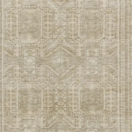 Beige And Taupe Geometric Washable Area Rug With UV Protection Photo 3