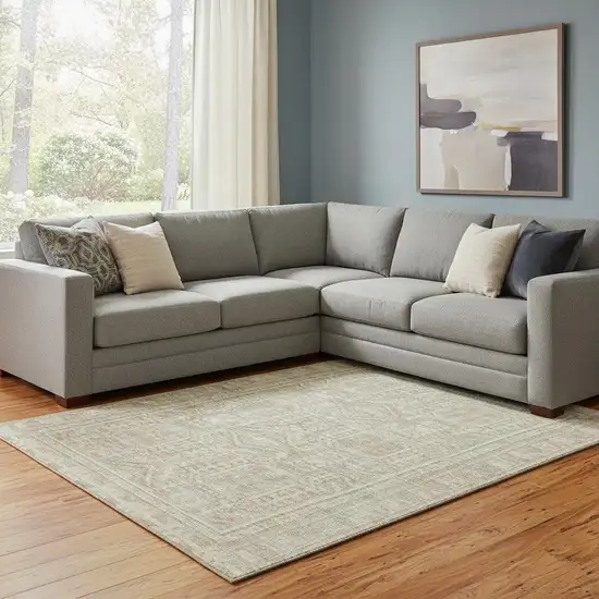 Beige And Taupe Geometric Washable Area Rug With UV Protection Photo 2