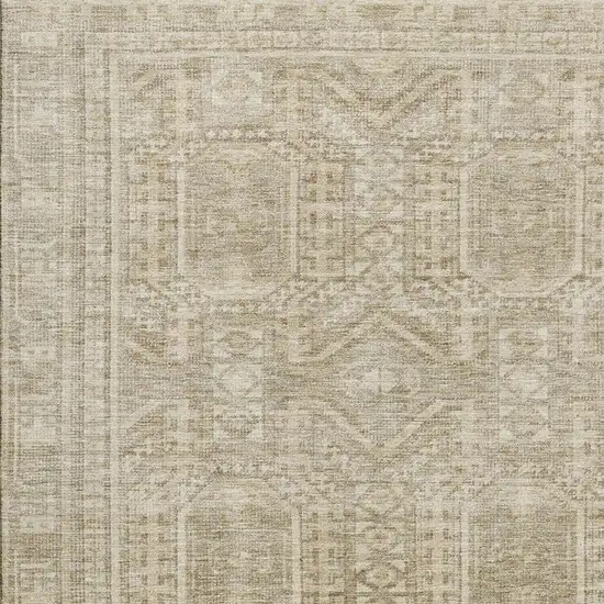 Beige And Taupe Geometric Washable Area Rug With UV Protection Photo 3