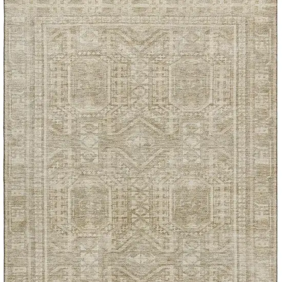 Beige And Taupe Geometric Washable Area Rug With UV Protection Photo 3