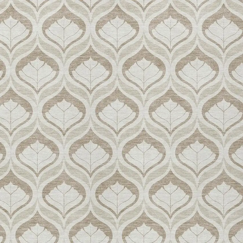 Beige And Taupe Geometric Washable Indoor Outdoor Area Rug Photo 2