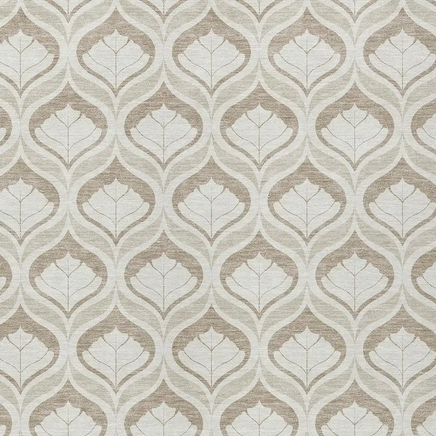 Beige And Taupe Geometric Washable Indoor Outdoor Area Rug Photo 2