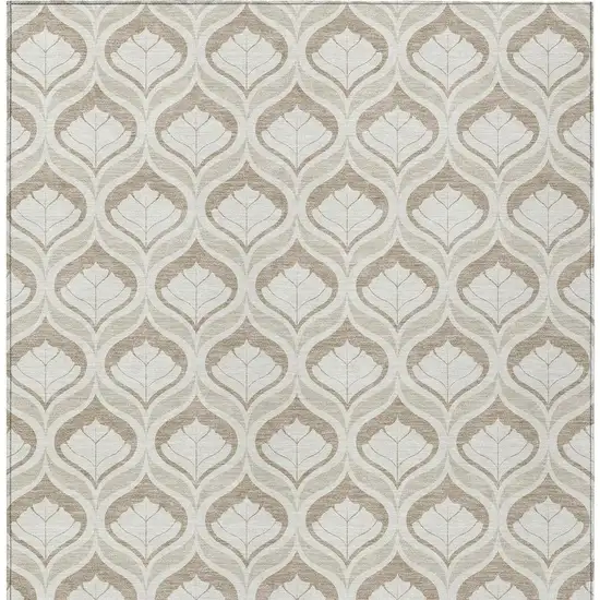 Beige And Taupe Geometric Washable Indoor Outdoor Area Rug Photo 3