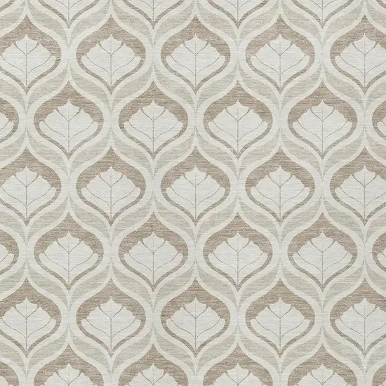 Beige And Taupe Geometric Washable Indoor Outdoor Area Rug Photo 2