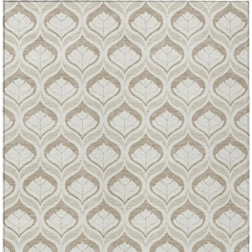 Beige And Taupe Geometric Washable Indoor Outdoor Area Rug Photo 3