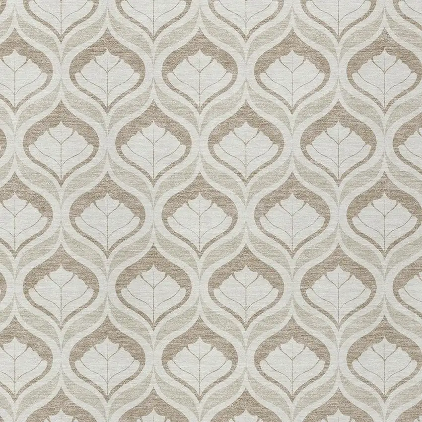 Beige And Taupe Geometric Washable Indoor Outdoor Area Rug Photo 2