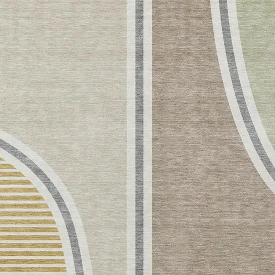 Beige And Taupe Geometric Washable Indoor Outdoor Area Rug Photo 2