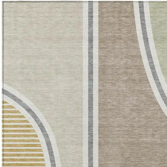 Beige And Taupe Geometric Washable Indoor Outdoor Area Rug Photo 2