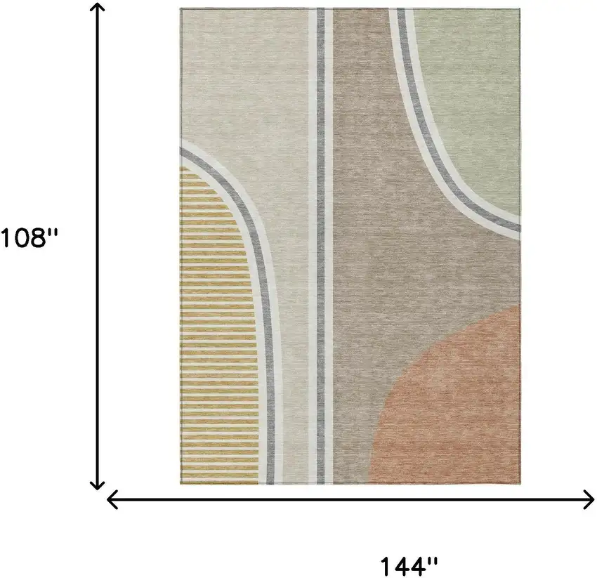 Beige And Taupe Geometric Washable Indoor Outdoor Area Rug Photo 6