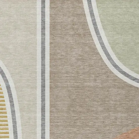 Beige And Taupe Geometric Washable Indoor Outdoor Area Rug Photo 2
