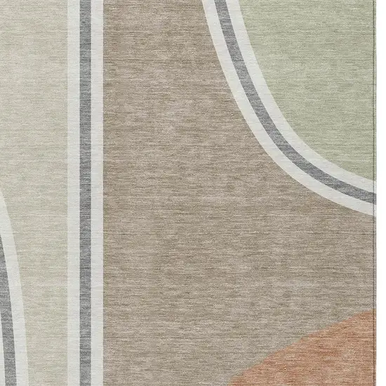 Beige And Taupe Geometric Washable Indoor Outdoor Area Rug Photo 2