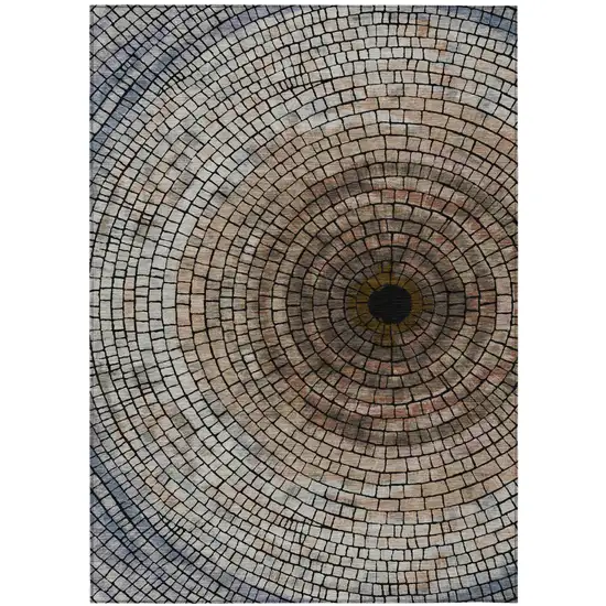 Beige And Taupe Geometric Washable Indoor Outdoor Area Rug Photo 2